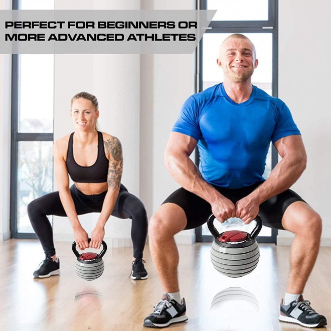 HYBB Adjustable Weight Kettlebell, New cast Iron Kettlebells, 40Lb Men and Women can be Adjusted Kettlebells, Home Gym Muscles Advanced Fitness Equipment,Beige