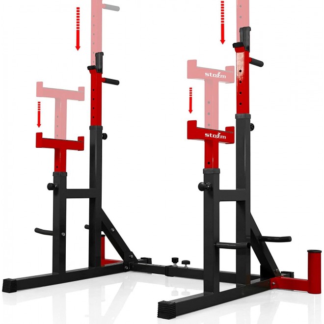 STOZM Premium Adjustable Barbell Rack, Squat Rack for Weight Lifting Training - Max Weight Capacity 550Lbs