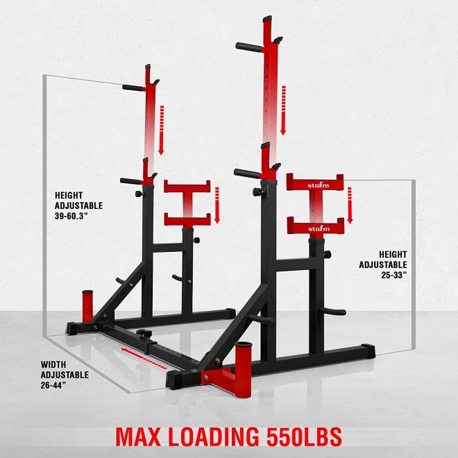 STOZM Premium Adjustable Barbell Rack, Squat Rack for Weight Lifting Training - Max Weight Capacity 550Lbs