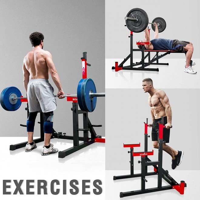 STOZM Premium Adjustable Barbell Rack, Squat Rack for Weight Lifting Training - Max Weight Capacity 550Lbs