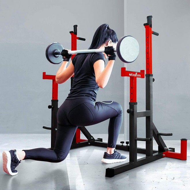 STOZM Premium Adjustable Barbell Rack, Squat Rack for Weight Lifting Training - Max Weight Capacity 550Lbs