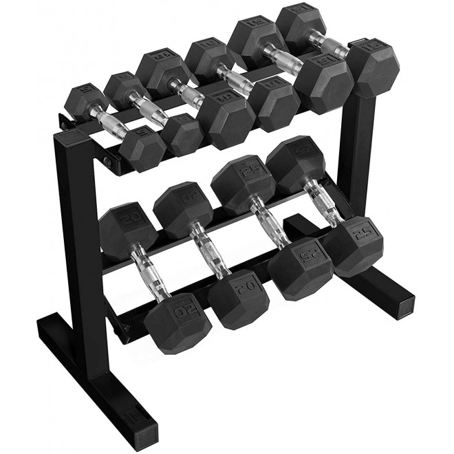 CAP Barbell 150-Pound Dumbbell Set, 24-Inch Black Rack & Adjustable Bench Bundle