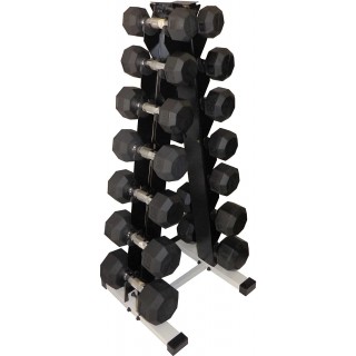 Ader Black Octagon Rubber Dumbbell Set with Rack