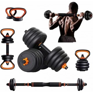 Exercise & Fitness Dumbbells, 88Lbs/40Kg 6 in 1 Adjustable Weights Barbell Dumbellsweights Set, Weights for Women at Home, Gym Workout Training for Men