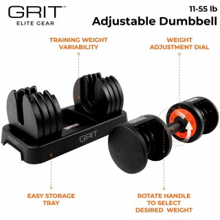 Grit Elite Gear Home Gym Set: Adjustable Weight Bench Foldable with Adjustable Dumbbells 11 to 55 Lbs for Home Gym Workout, Exercise & Fitness Weight Set with Bench Press Included
