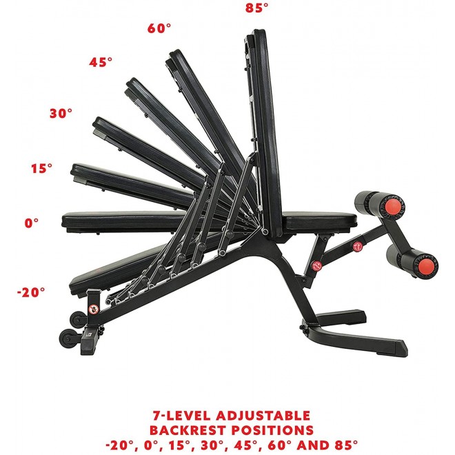 Sunny Health & Fitness Adjustable Power Zone Utility Heavy Duty Weight Bench