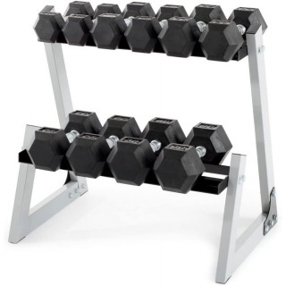 Weider 200 lb. Rubber Hex Dumbbell Set with Rack