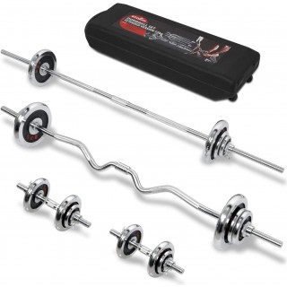 STOZM Dumbbell Set with Case – 121lbs Versatile Extended Set with Bar Options