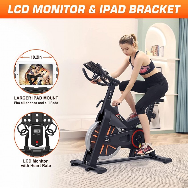 LABODI Exercise Bike, Stationary Indoor Cycling Bike, Cycle Bike for Home Cardio Gym, Belt Drive Workout Bike with 35 LBS Flywheel, Thickened Frame Upgraded Version