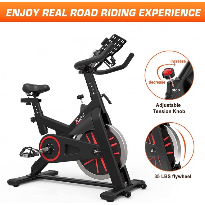LABODI Exercise Bike, Stationary Indoor Cycling Bike, Cycle Bike for Home Cardio Gym, Belt Drive Workout Bike with 35 LBS Flywheel, Thickened Frame Upgraded Version