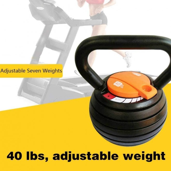 HYBB Adjustable Weight Kettlebell, New cast Iron Kettlebells, 40Lb Men and Women can be Adjusted Kettlebells, Home Gym Muscles Advanced Fitness Equipment,Black