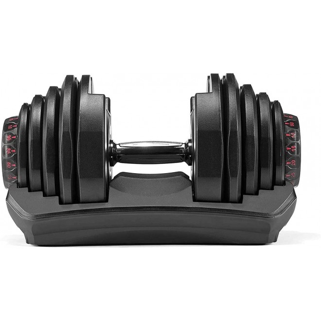 HolaHatha 10 to 90 Pound Adjustable Dumbbell Free Weight with Storage Tray for Home Gym Workout and Fitness Activities, Single