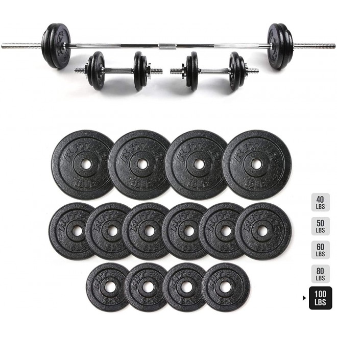 RitFit Adjustable Dumbbells Set, Fitness Free Weights 40, 50, 60, 80, 100 lbs with Connector Options for Men and Women Home Gym Workout Bodybuilding Training