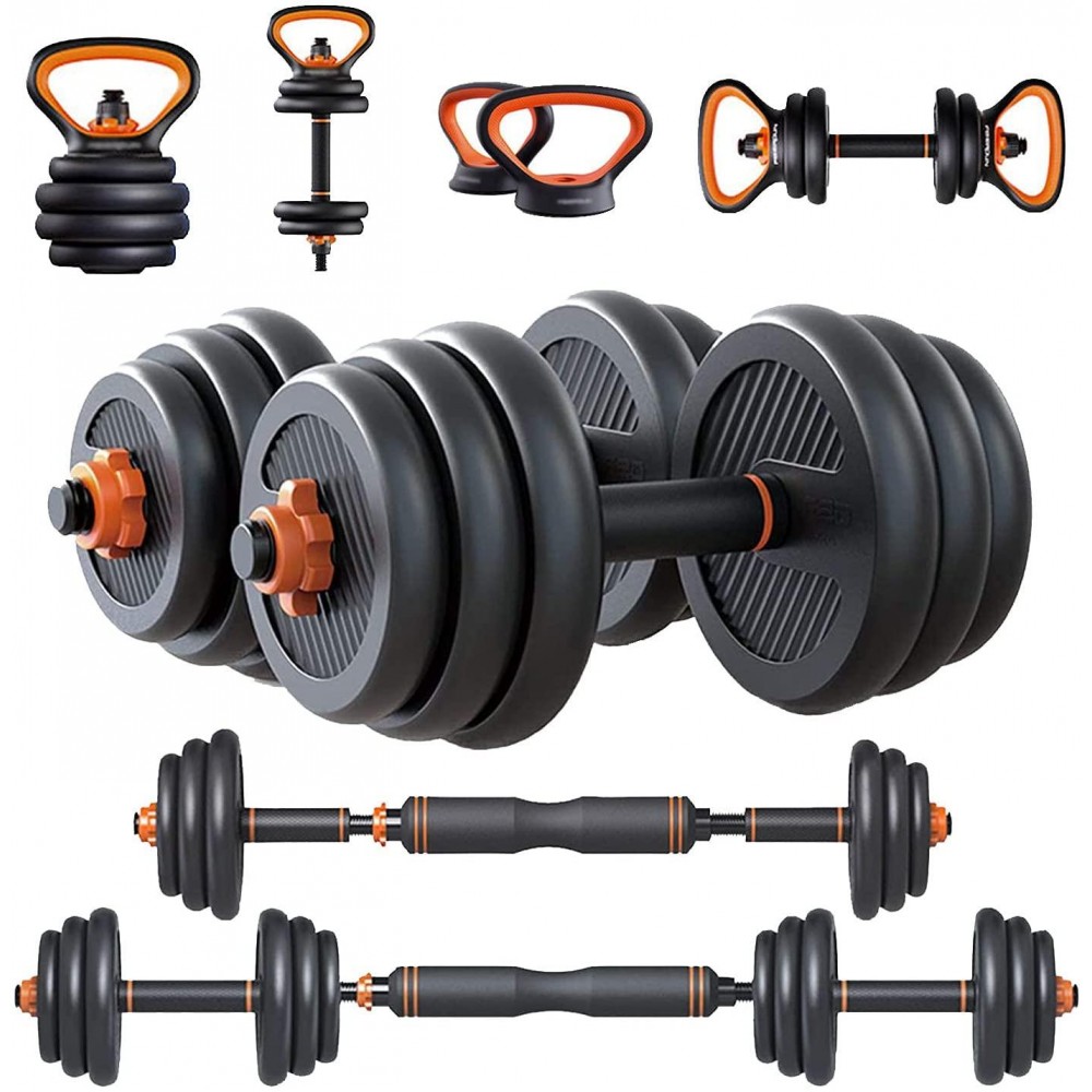 for Home Gym and Workout Fitness Equipment for Men and Women… Adjustable Kettlebell Barbell Set Free Weights Dumbbells Set Handles 22/44/66/88 Lbs 6 in 1 Adjustable Dumbbell Set of 2 Weight Pair