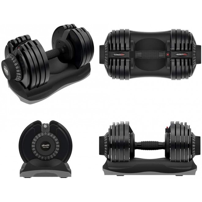 Ativafit Adjustable Dumbbell Fitness Dial Dumbbell with Handle and Weight Plate for Home Gym Note: Single (71.5 lbs)