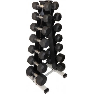 Ader Black Octagon Rubber Dumbbells 5,10,20,30,40,45,50LB (Total 400LB) with Rack & 4' Rubber Mat