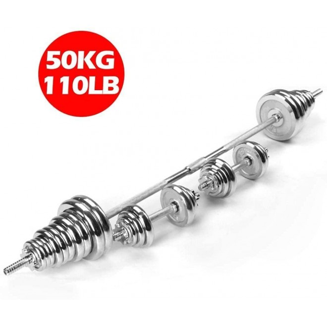 Afaris 110 LBs Adjustable Dumbbells Barbell, Weights Set with Bar, Home Gym Lifting Dumbbells Strength Training Equipment, for Indoor Body Workout Fitness