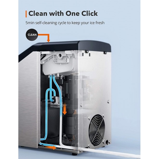 Nugget Ice Maker for Countertop, Sonic Ice Maker Machine, Makes 26lb Pebble Ice per Day, Crunchy Pellet Ice Maker with 5.3lb Ice Bin and Scoop for Home Office, Self-Cleaning