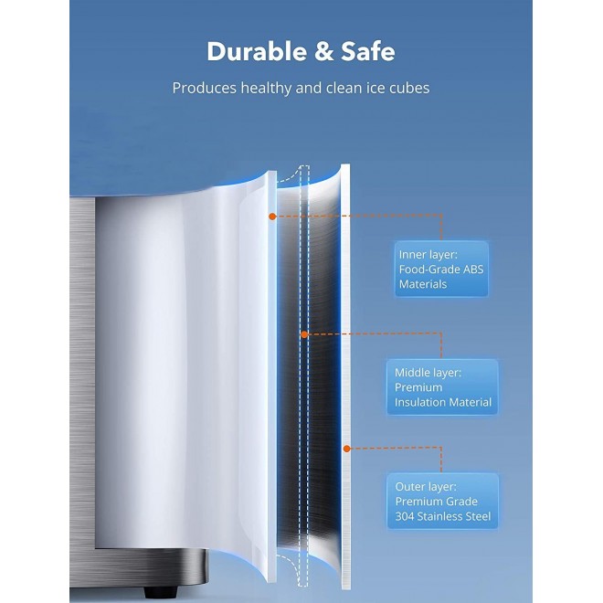 Nugget Ice Maker for Countertop, Sonic Ice Maker Machine, Makes 26lb Pebble Ice per Day, Crunchy Pellet Ice Maker with 5.3lb Ice Bin and Scoop for Home Office, Self-Cleaning