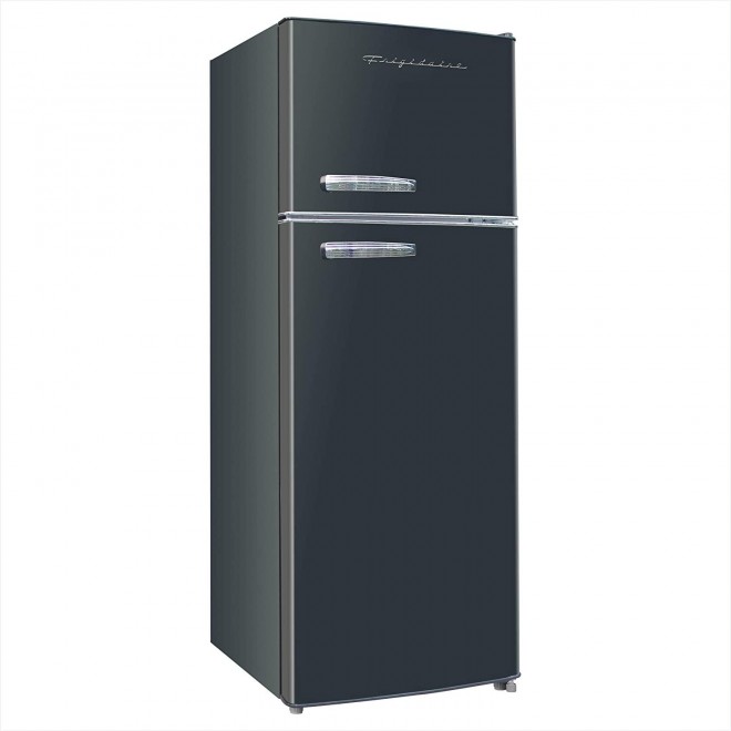Frigidaire EFR753-BLACK, 2 Door Apartment Size Refrigerator with Freezer, 7.5 cu ft, Retro, Black