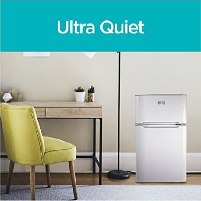 BLACK+DECKER 2 Door Mini Fridge with Separate True Freezer – Small, Compact Refrigerator for Drinks and Food in Dorm, Office, Apartment, or RV Camper - 3.1 Cubic Feet, White