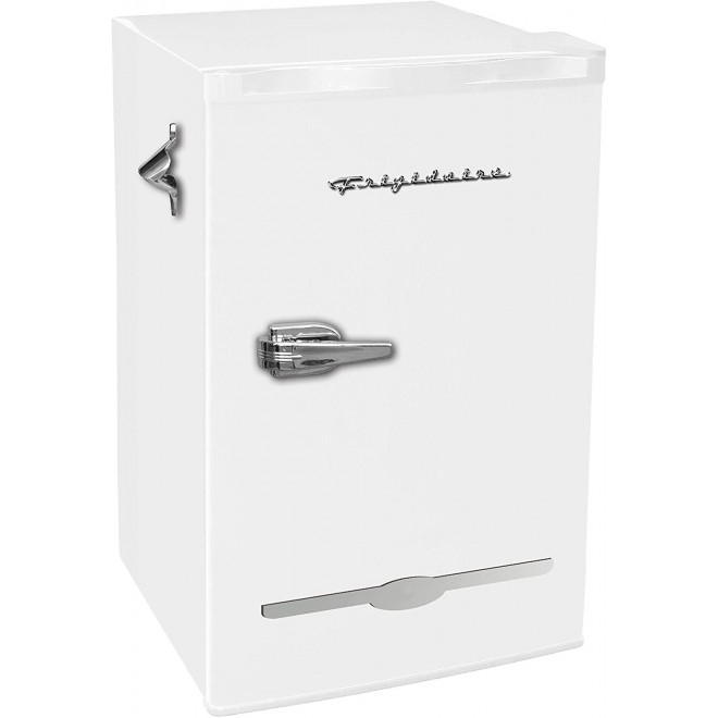 Frigidaire EFR376-WHITE 3.2 Cu Ft White Retro Bar Fridge with Side Bottle Opener