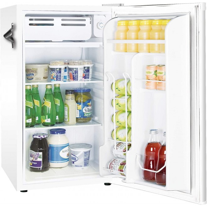 Frigidaire EFR376-WHITE 3.2 Cu Ft White Retro Bar Fridge with Side Bottle Opener