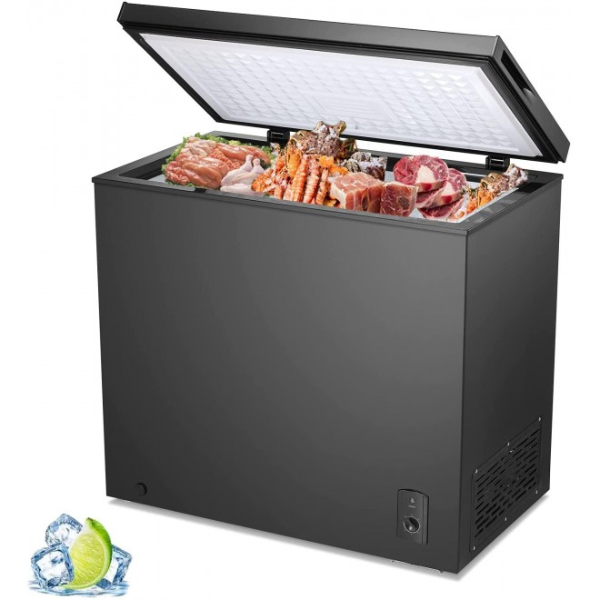 R.W.Flame Chest Freezer 7.0 Cubic Feet, Deep Freezer,Adjustable Temperature,Energy Saving,Top open Door Compact Freezer,Black