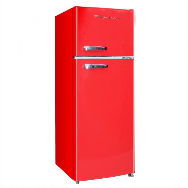 Frigidaire EFR753-Red, 2 Door Apartment Size Refrigerator with Freezer, 7.5 cu ft, Retro, Red