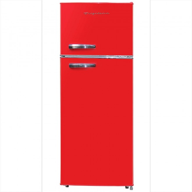 Frigidaire EFR753-Red, 2 Door Apartment Size Refrigerator with Freezer, 7.5 cu ft, Retro, Red