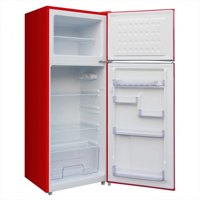 Frigidaire EFR753-Red, 2 Door Apartment Size Refrigerator with Freezer, 7.5 cu ft, Retro, Red