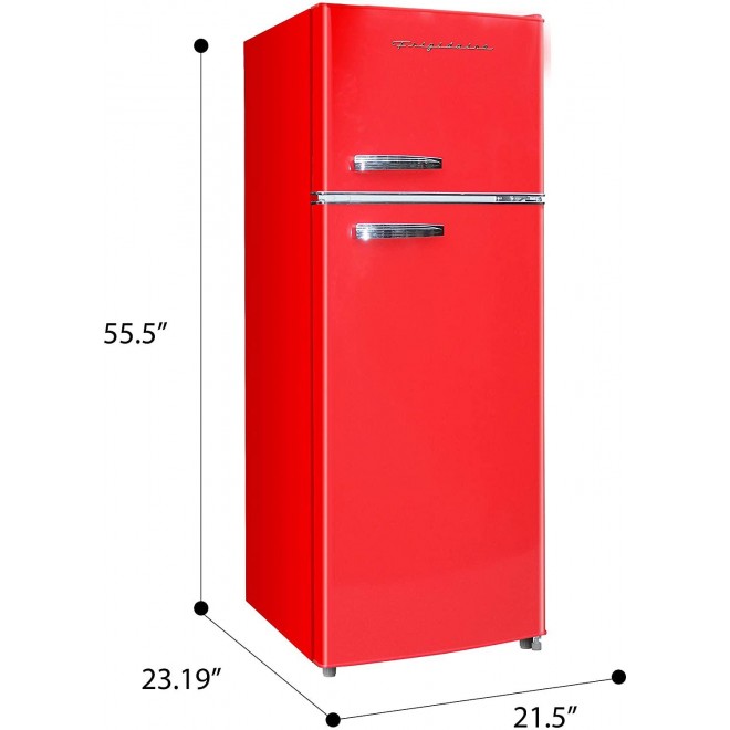 Frigidaire EFR753-Red, 2 Door Apartment Size Refrigerator with Freezer, 7.5 cu ft, Retro, Red