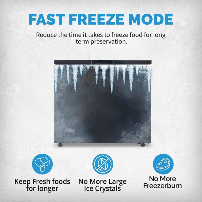 New Air Chest Freezer - 7 Cubic Feet Reach In Freezer Chest - Quiet Freezer with Digital Temperature Control, Open Door Alarm, and Fast Freeze Mode - Black NFT070MB00