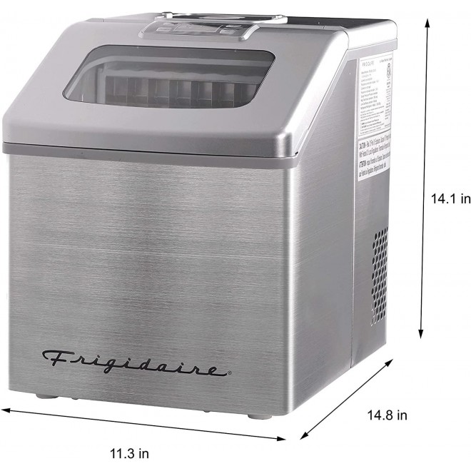 FRIGIDAIRE EFIC452-SS 40 Lbs Extra Large Clear Maker, Stainless Steel, Makes Square Ice
