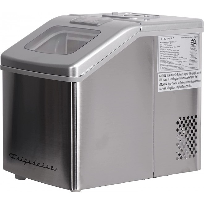 FRIGIDAIRE EFIC452-SS 40 Lbs Extra Large Clear Maker, Stainless Steel, Makes Square Ice