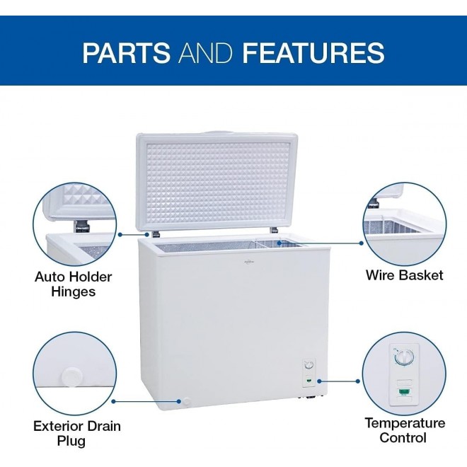 Koolatron Compact Top-opening Chest Freezer, Mini Freezer with 7.0 Cubic Feet Capacity - Ideal for Home, Apartment, Condo, Cabin, Basement, Garage - White