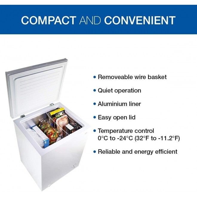 Koolatron Compact Top-opening Chest Freezer, Mini Freezer with 7.0 Cubic Feet Capacity - Ideal for Home, Apartment, Condo, Cabin, Basement, Garage - White