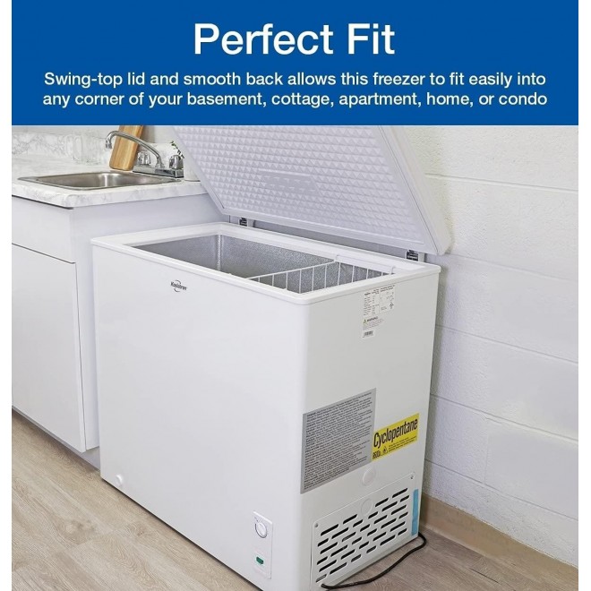 Koolatron Compact Top-opening Chest Freezer, Mini Freezer with 7.0 Cubic Feet Capacity - Ideal for Home, Apartment, Condo, Cabin, Basement, Garage - White