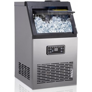 Commercial Ice Maker Machine 154LBS/24H Freestanding Stainless Steel Ice Cube Machine with 25LBS Ice Storage Capacity for Home/Office/Restaurant/Bar/Coffee Shop (154LBS/24H)