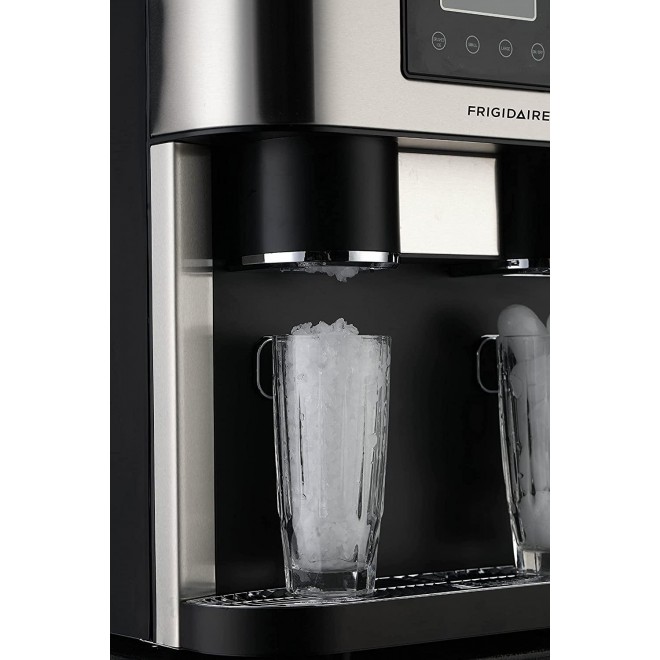 Frigidaire EFIC245-SS EFIC245 3-in-1 Countertop Crunchy Chewable Nugget Style Dual Ice Crusher and Cube Maker, Makes 33 Pounds in 24 Hours, 2 Sizes, with Water Dispenser and Line-in