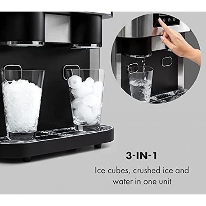Frigidaire EFIC245-SS EFIC245 3-in-1 Countertop Crunchy Chewable Nugget Style Dual Ice Crusher and Cube Maker, Makes 33 Pounds in 24 Hours, 2 Sizes, with Water Dispenser and Line-in