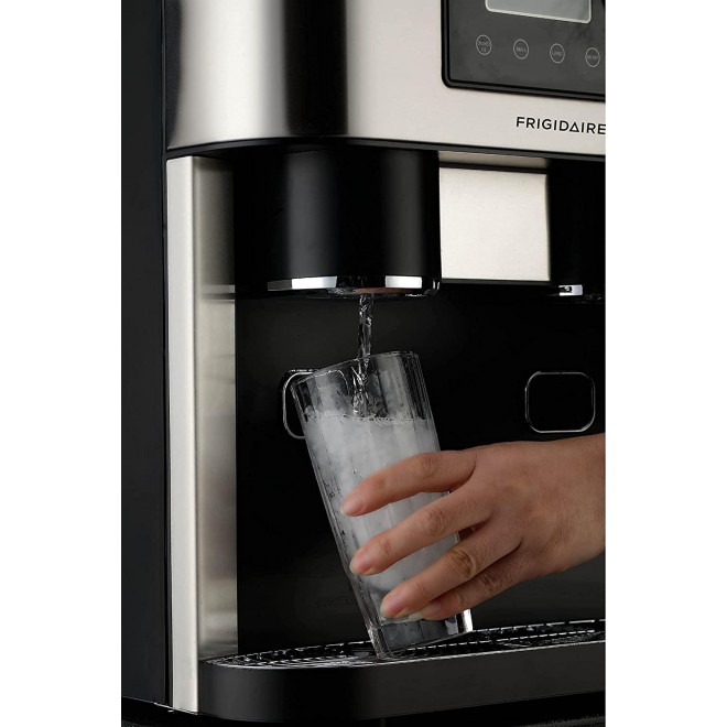 Frigidaire EFIC245-SS EFIC245 3-in-1 Countertop Crunchy Chewable Nugget Style Dual Ice Crusher and Cube Maker, Makes 33 Pounds in 24 Hours, 2 Sizes, with Water Dispenser and Line-in