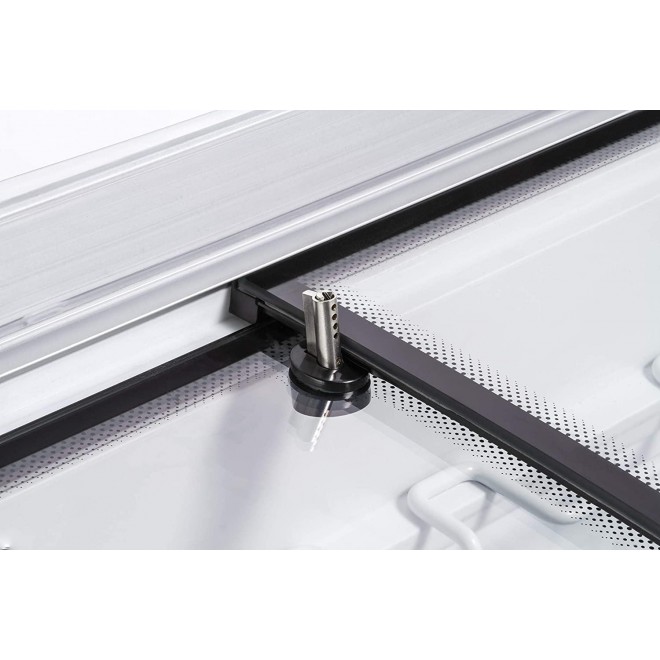 DUURA DDFC18 Commercial Mobile Ice Cream Display Chest Freezer Sub Zero Temp Curved Glass Top Frost Free Lid with 7 Wire Baskets, 63.4 Inch Wide 18.4 Cubic Feet, White