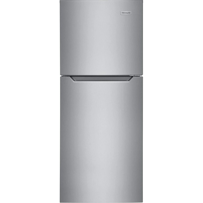 Frigidaire 10.1 Cu. Ft. Compact ADA Top Freezer Refrigerator in Brushed Steel with Electronic Control Panel, Reversible Door Swing, ENERGY STAR