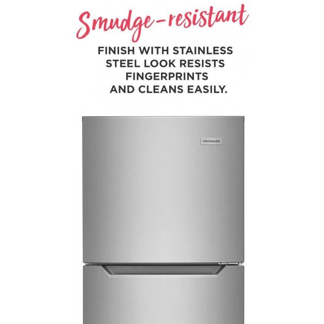 Frigidaire 10.1 Cu. Ft. Compact ADA Top Freezer Refrigerator in Brushed Steel with Electronic Control Panel, Reversible Door Swing, ENERGY STAR