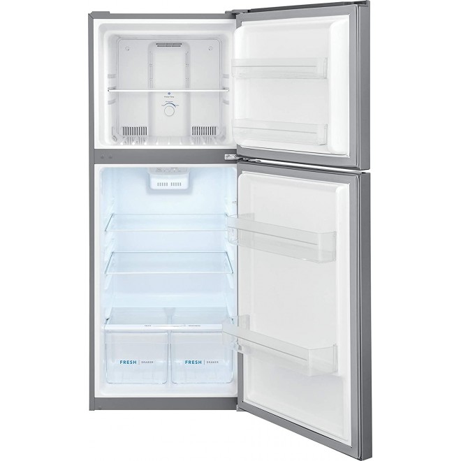 Frigidaire 10.1 Cu. Ft. Compact ADA Top Freezer Refrigerator in Brushed Steel with Electronic Control Panel, Reversible Door Swing, ENERGY STAR