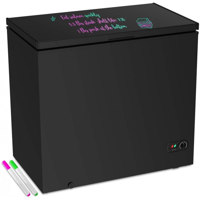Northair Chest Freezer - 7 Cu Ft with Dry Erase Board - 4 Removable Baskets - Quiet Compact Freezer - 7 Temperature Settings - Black