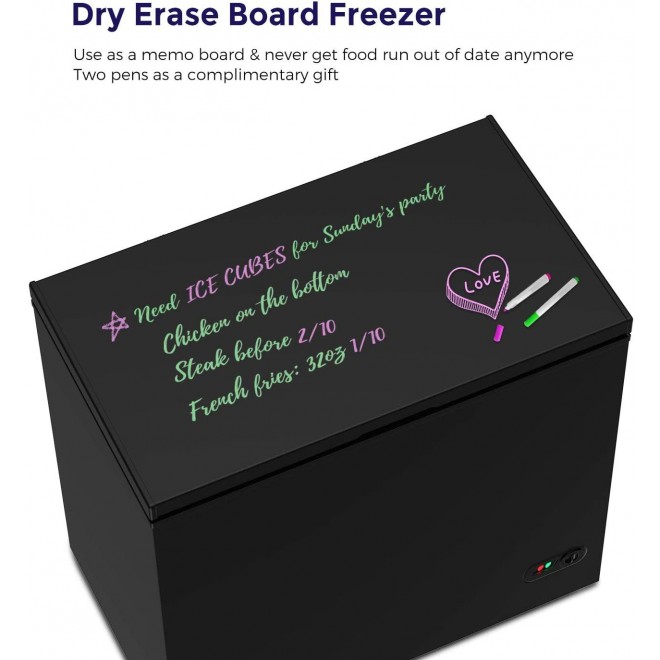 Northair Chest Freezer - 7 Cu Ft with Dry Erase Board - 4 Removable Baskets - Quiet Compact Freezer - 7 Temperature Settings - Black