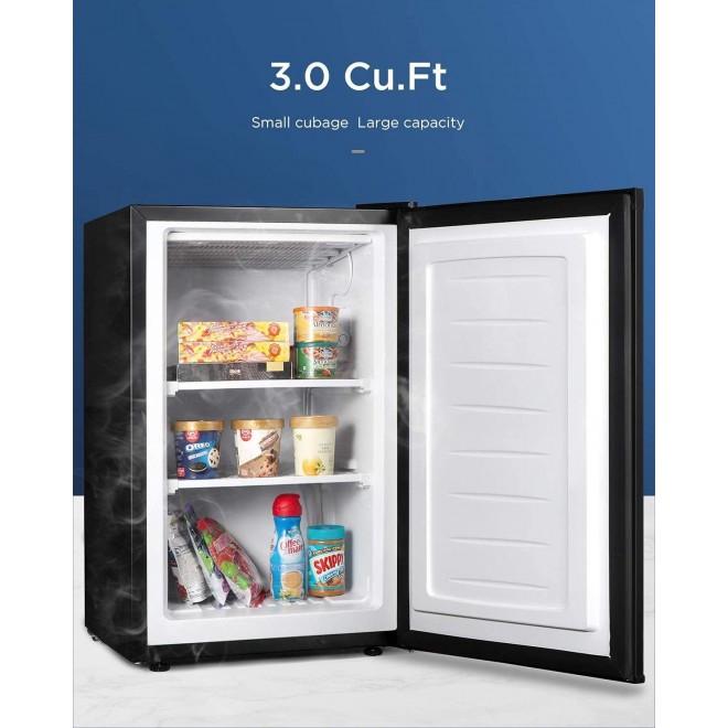 ADT Mini Freezer for Compact Space Small Freezer (Black, 3.0 Cubic Feet)