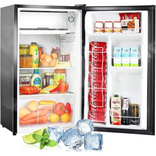 Mini Fridge with Freezer, 3.2 cu.ft Super Quiet Compact Refrigerator with Reversible Door, 5 Settings Temperature Adjustable for Kitchen, Bedroom, Dorm, Apartment, Bar, Office, RV